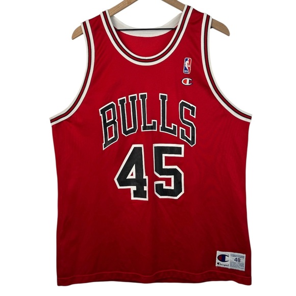 Champion Michael Jordan Bulls 45 Jersey Vintage SIZE 48 - Picture 1 of 10